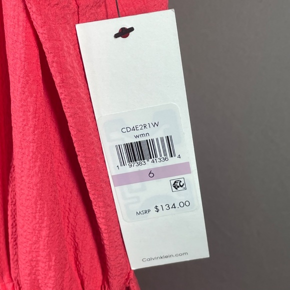 NEW Calvin Klein Dress Womens 6 coral pink fit flare colorful cocktail classic - Picture 6 of 11